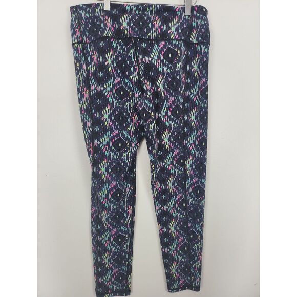 Victoria's Secret Sport Leggings Large Womens Blue Multicolor High Rise Pull On - Picture 5 of 6